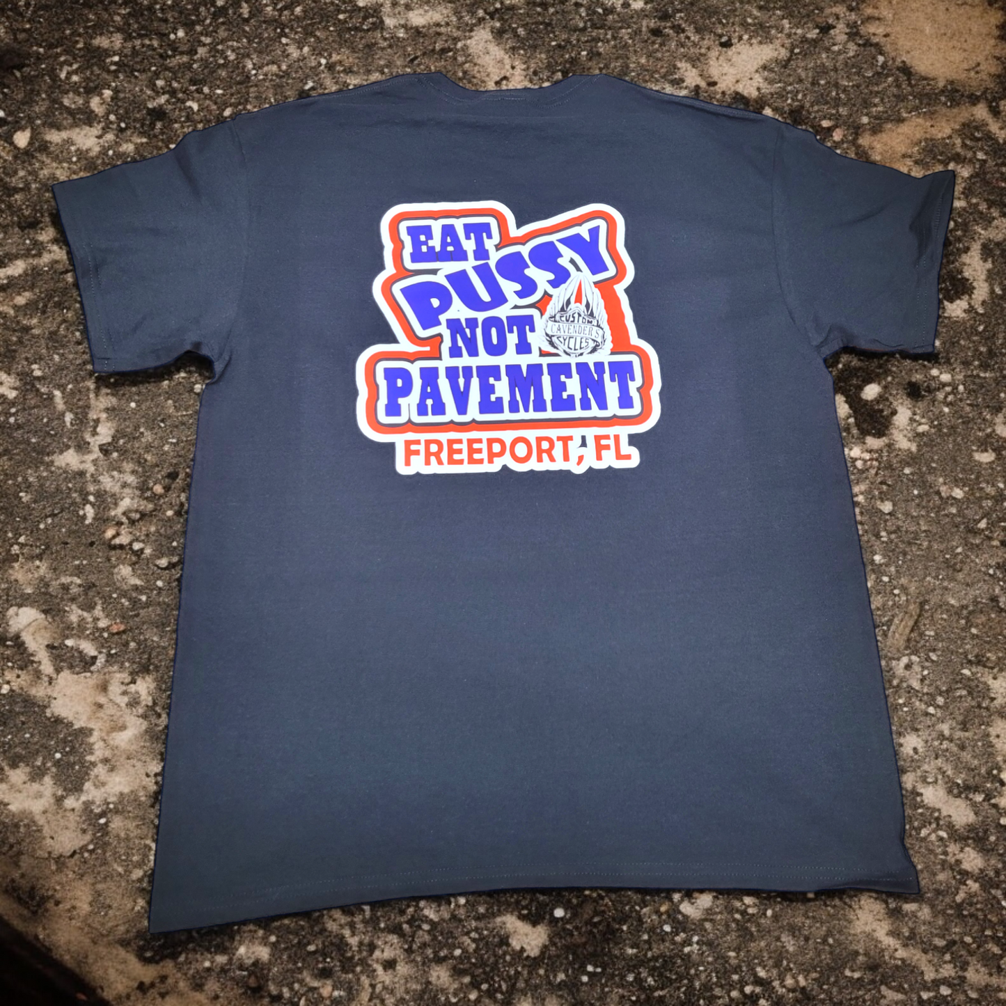 EAT PUSSY NOT PAVEMENT T-SHIRT (red, white, & blue)